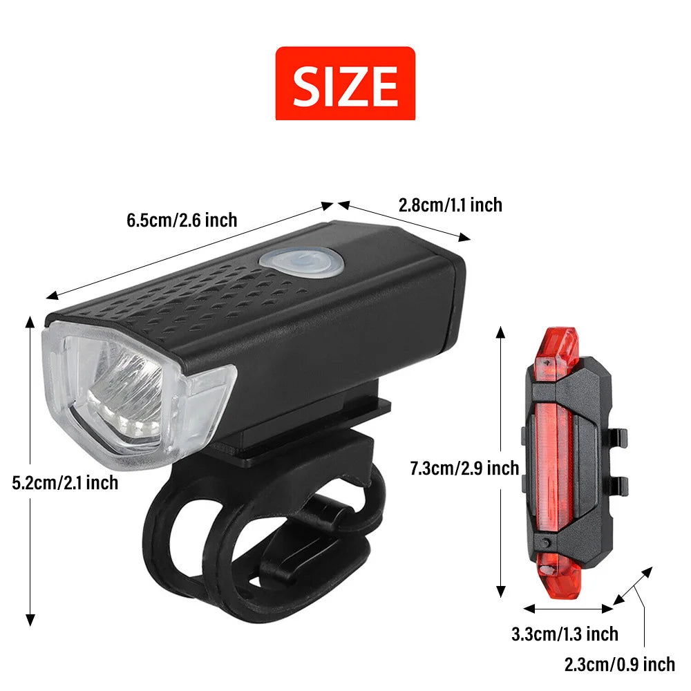 USB LED oplaadbare fietsverlichtingsset MTB racefiets voor- en achterkoplamp