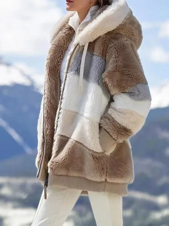 Oversized jas voor dames, herfst/winter, warme, zachte capuchon met capuchon