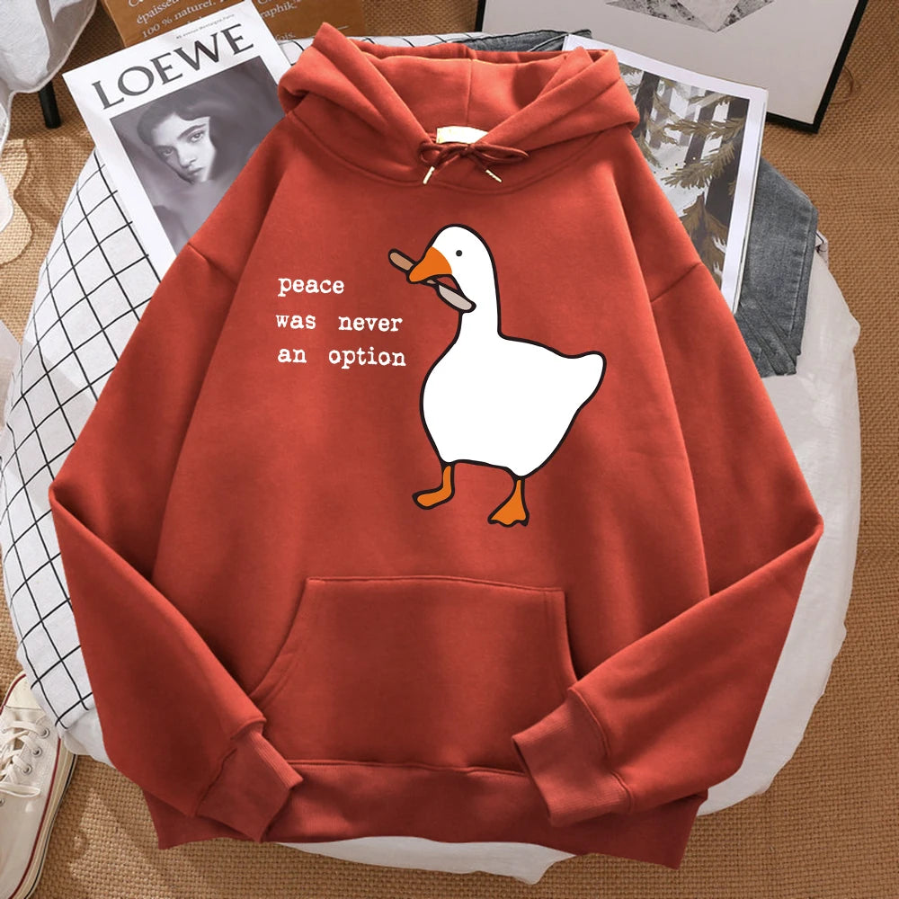 Peace Was Never An Option Printed Sweatshirt Men Street Oversize Autumn Hooded