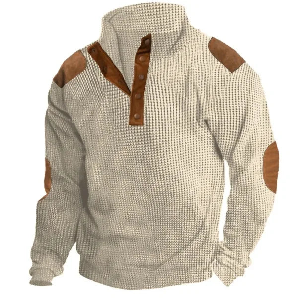 Men s Outdoor Jacket 3D Digital Print Casual Collar Long Sleeve Four Button Sweatshirt Loose Fit