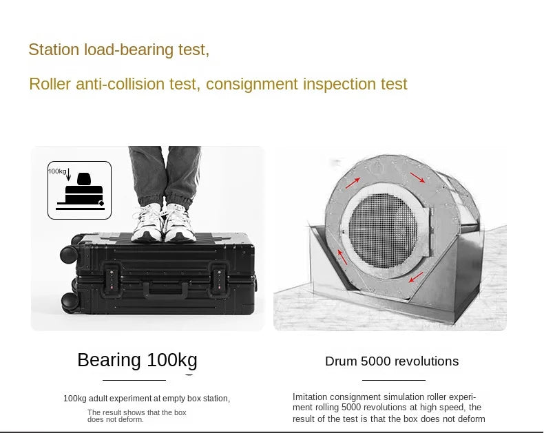 20 24 26 30 Inch Aluminum Trolley Suitcase Waterproof Metallic Cabin Luggage
