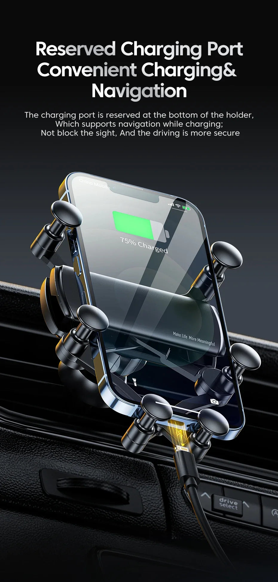 Universele 6-punts stevige opvouwbare autotelefoonhouder Gravity autohouder voor telefoon in