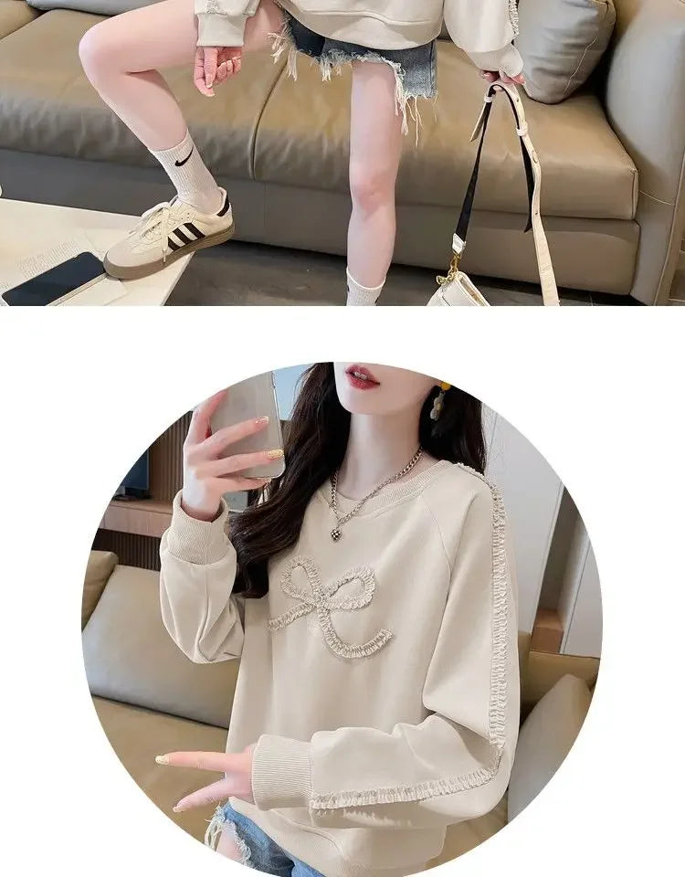 Dames Sweatshirt Los Groot Maat Ontwerp Eenvoudig Leeftijdsverminderend Afslankend Vleesbedekkende Trui Lang