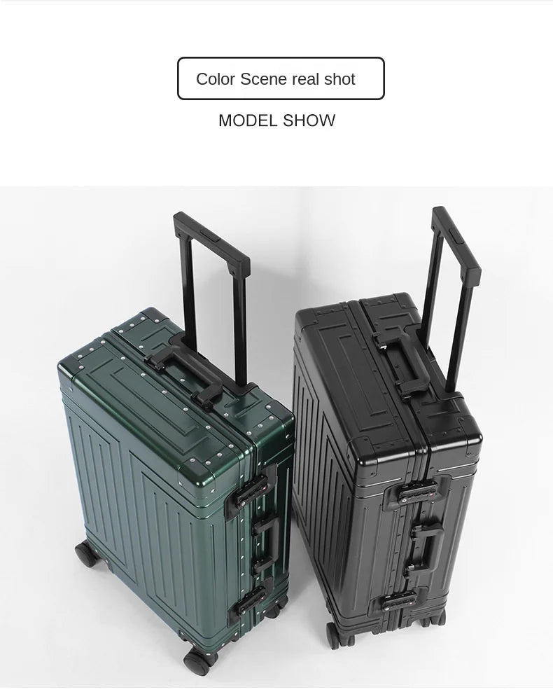20 24 26 30 Inch Aluminum Trolley Suitcase Waterproof Metallic Cabin Luggage