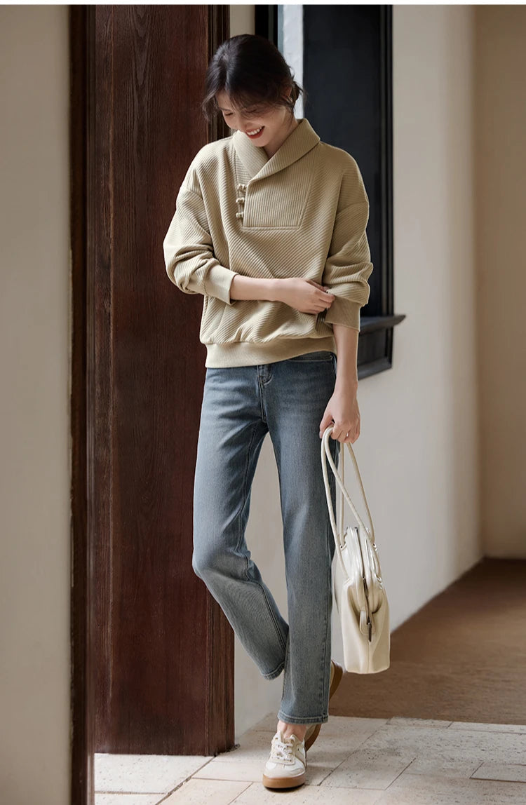 Herfst Winter Trui Voor Dames Effen Veelzijdige Verdikte Trui Losse Casual