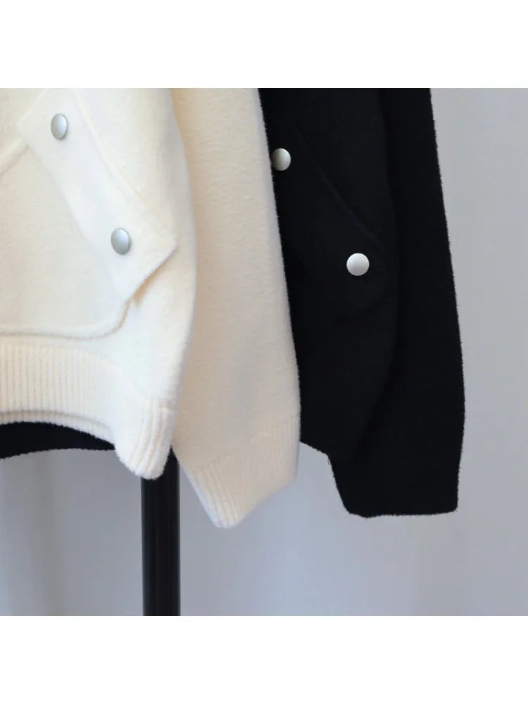 Herfst Winter Casual Losse Alle Maten Rits Gebreide Cardigan Rias Party Rood