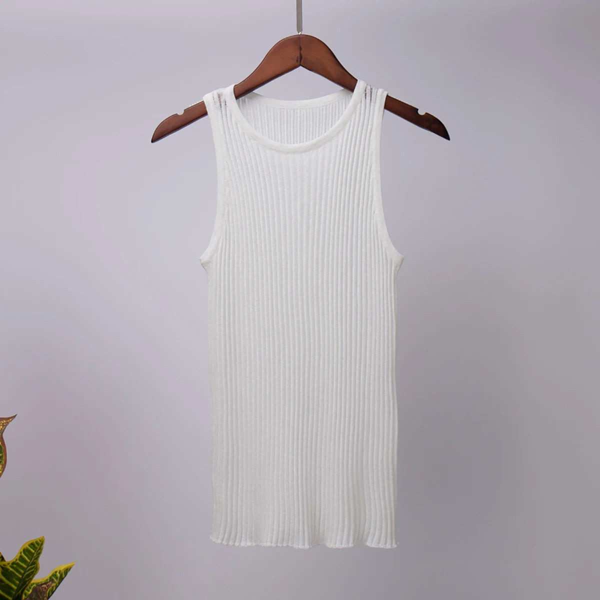 Bornladies Fashion Witte Wol Doorschijnende Dames Tanks Tops Outfit Mouwloos