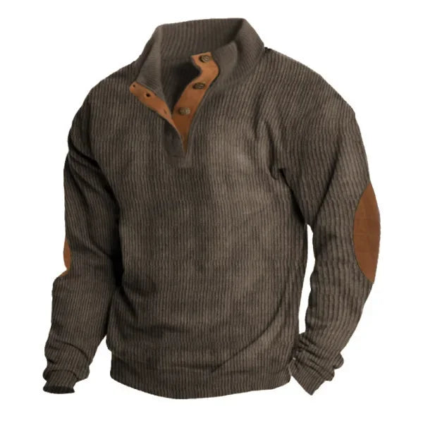 Men s Outdoor Jacket 3D Digital Print Casual Collar Long Sleeve Four Button Sweatshirt Loose Fit