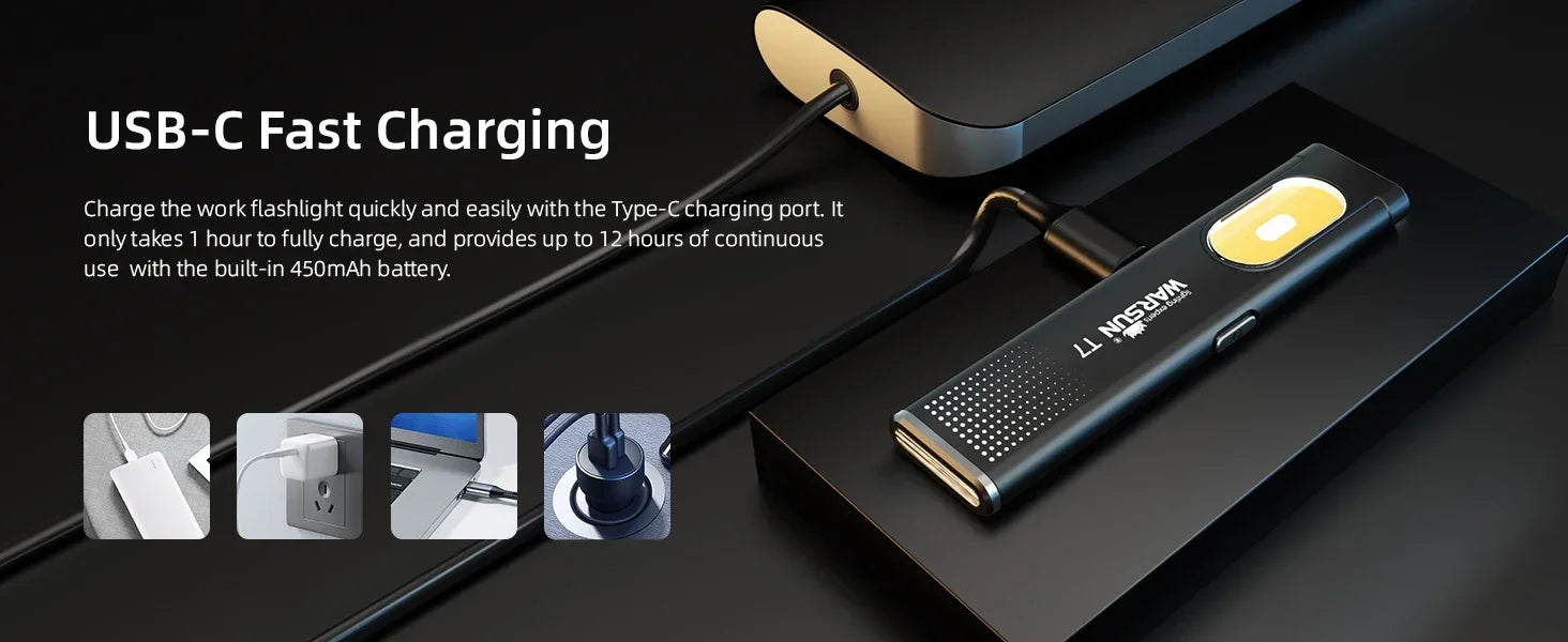 Warsun LED sleutelhanger zaklamp USB C oplaadbare draagbare mini zaklamp