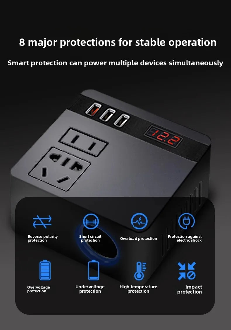 Car Inverter 12v24v to 110v220v Power Socket Conversion for Home Use