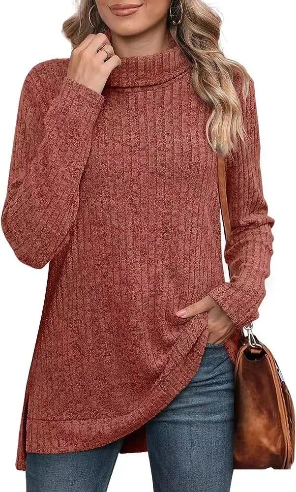 Effen herfst dames oversized coltrui truien lange mouwen