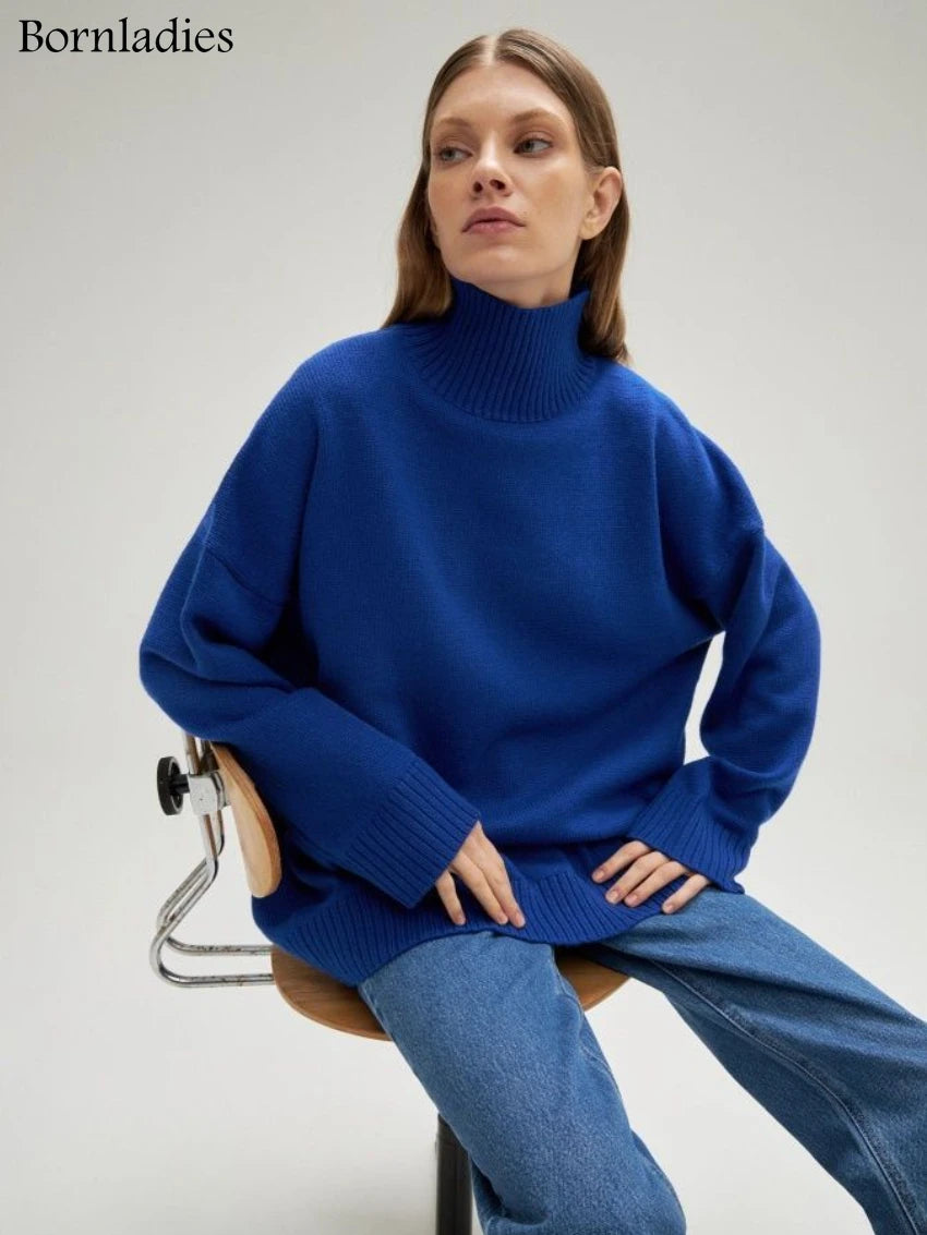 Bornladies Dames Turtleneck Trui Herfst Dikke Warme Trui Tops Winter