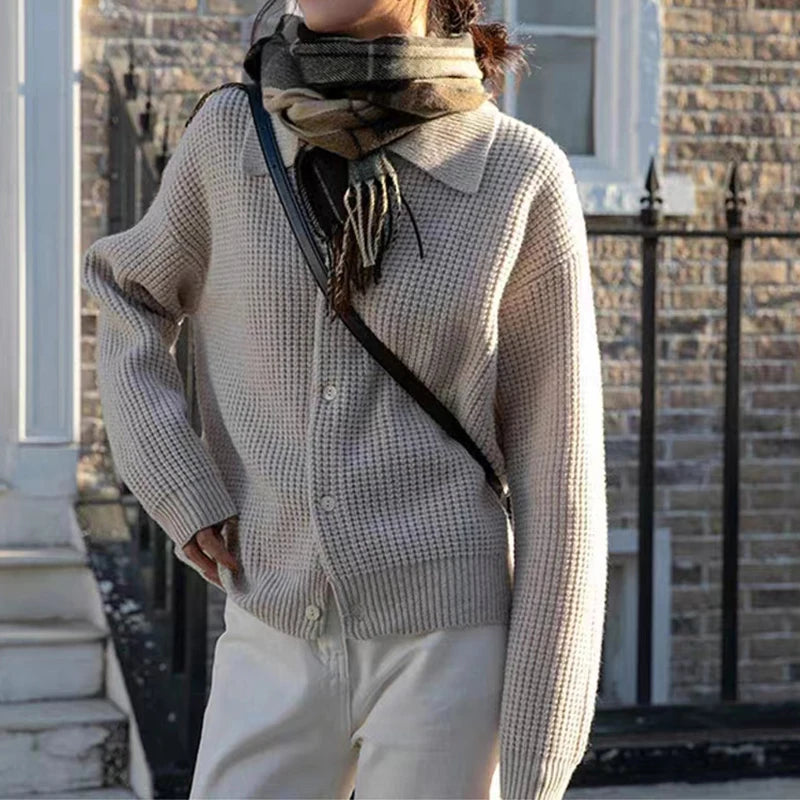 Heliar Dames Gebreide Cardigans Truien Streetwear Enkelrijs Lange Mouw