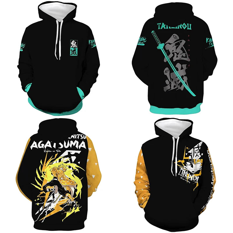Anime Demon Slayer Kimetsu No Yaiba 3D Hoodies Men Fashion Long Sleeve Sweatshirts Women Casual