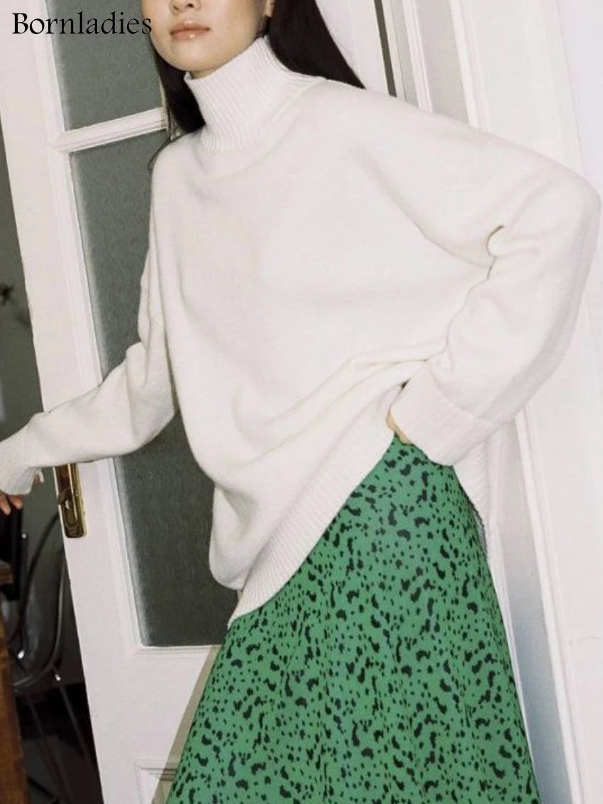 Bornladies Dames Turtleneck Trui Herfst Dikke Warme Trui Tops Winter