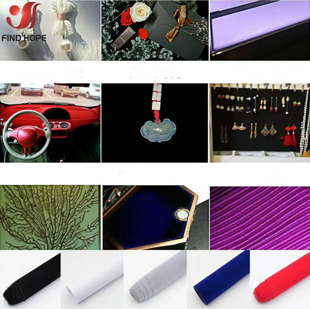 20 40 x 145cm Self adhesive Velvet Flock Liner Jewelry Contact Paper Craft