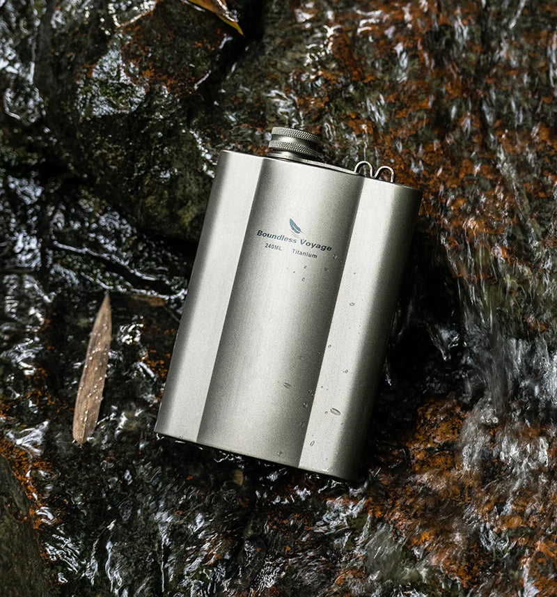 Фляжка Boundless Voyage Titanium Hip Flask 180 мл / 240 мл, ультралегкая, маленькая бутылка для ликера