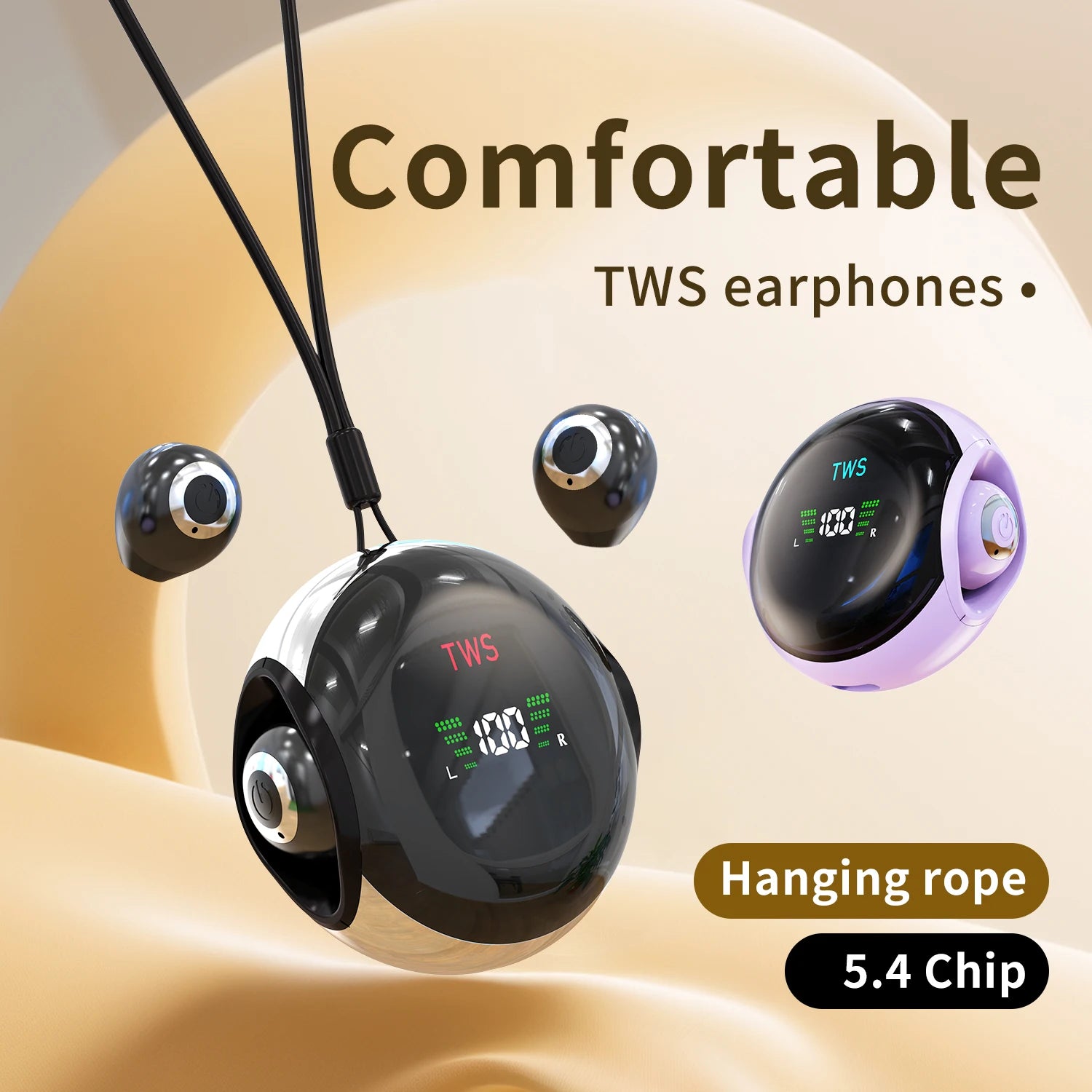 Hanging Rope Bluetooth Earphones With Dual Ear Ultra Small And Mini Semi In