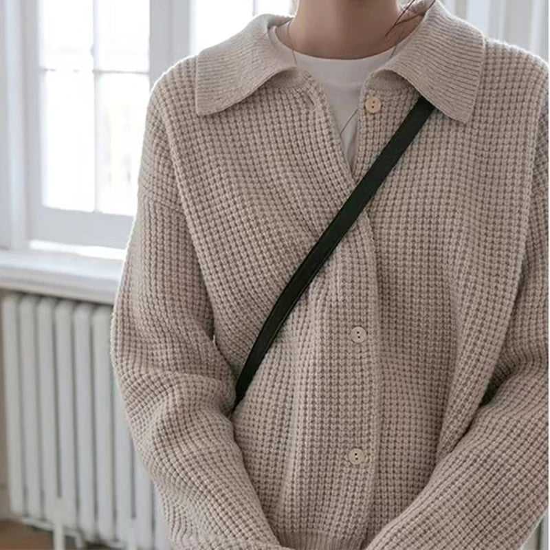 Heliar Dames Gebreide Cardigans Truien Streetwear Enkelrijs Lange Mouw