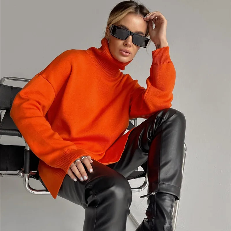 Bornladies Groene coltrui met split dames herfst en winter warm