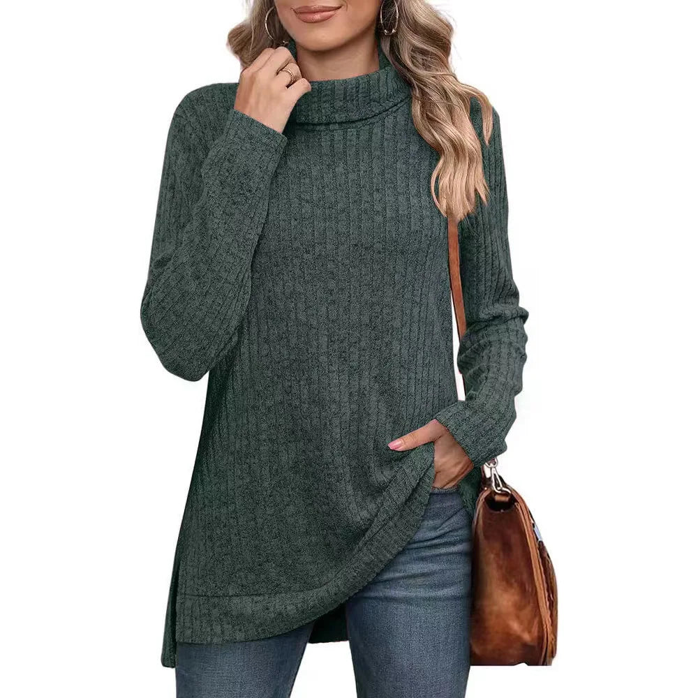Effen herfst dames oversized coltrui truien lange mouwen