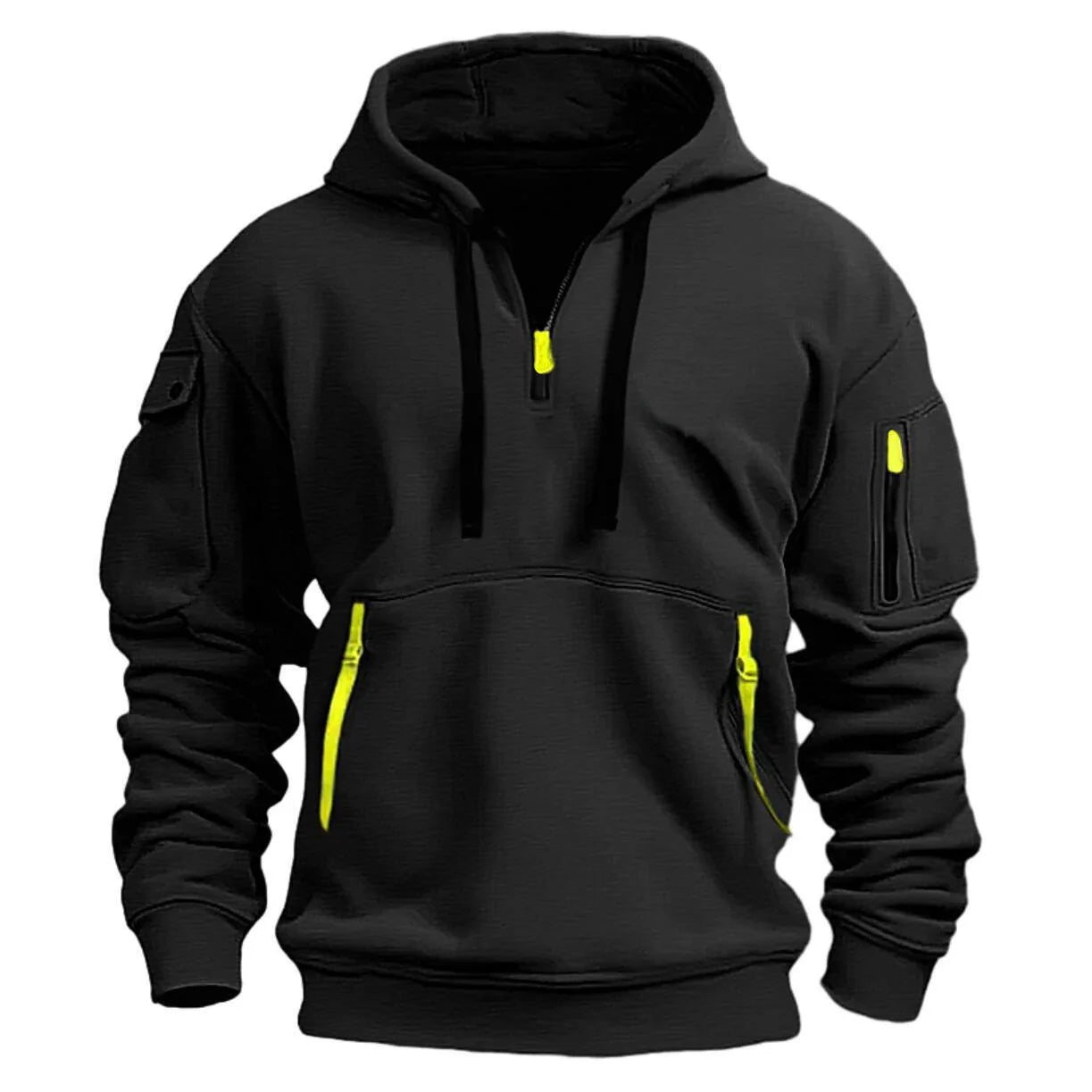 Multi Pocket Zipper Fleece Hooded Casual Shirt for Men and Women Plus Size Loose