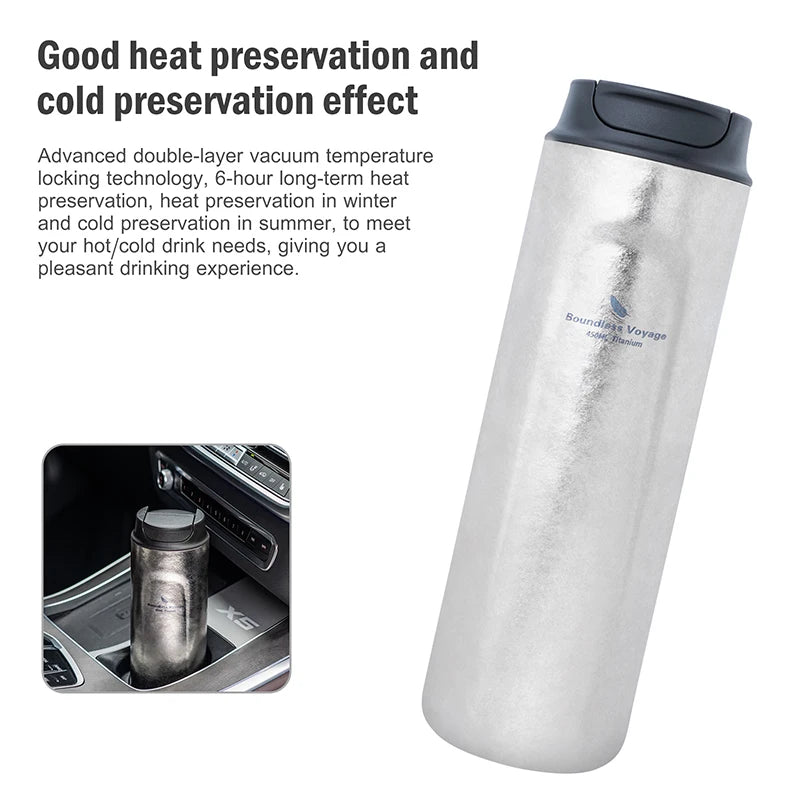 Boundless Voyage 450ml Titanium French Press Coffee Flask Double Walled