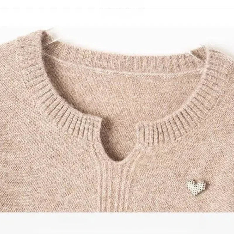 Kantoordames Dameskleding Herfst Winter O-hals Effen Kleur Trui Lang