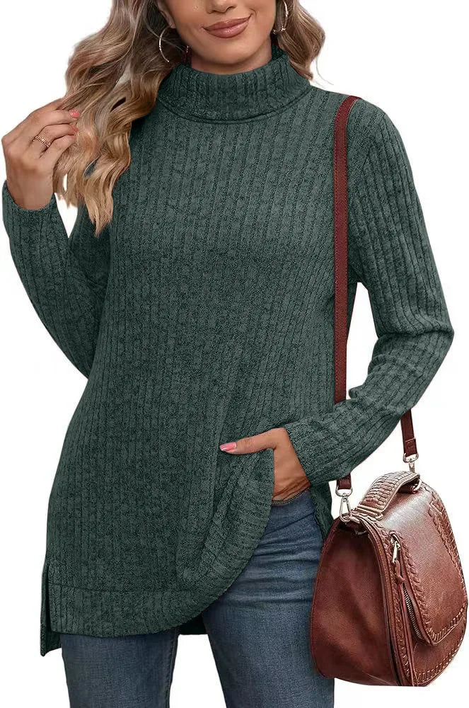 Effen herfst dames oversized coltrui truien lange mouwen