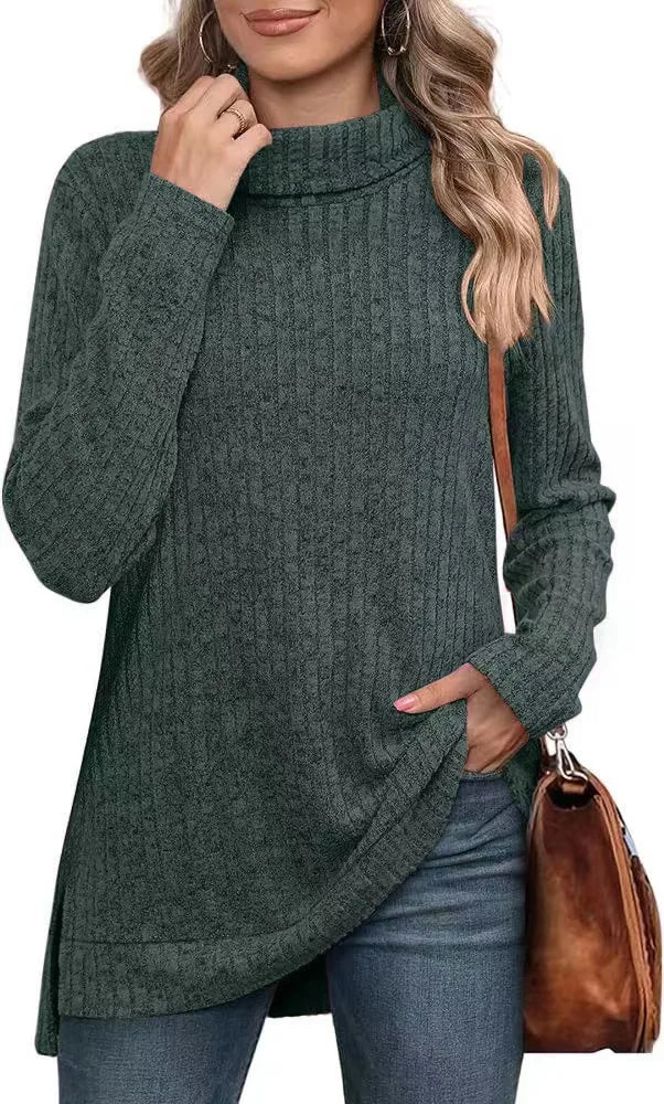 Effen herfst dames oversized coltrui truien lange mouwen