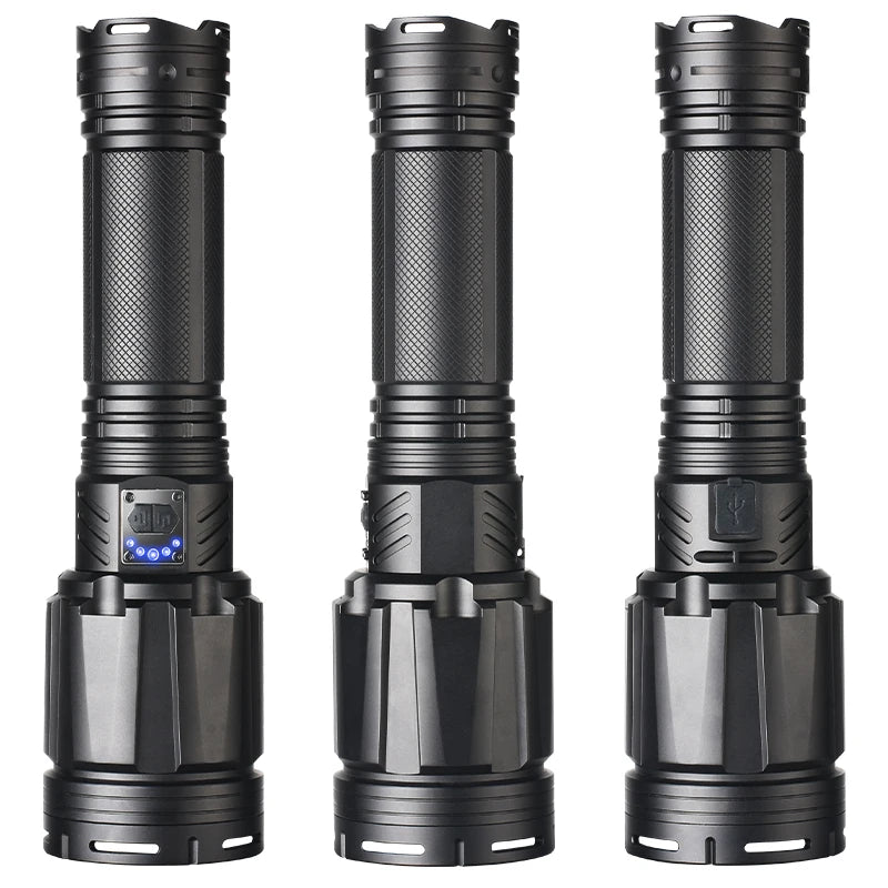 100W krachtige LED-zaklamp, ultraheldere tactische zaklamp met groot bereik, USB