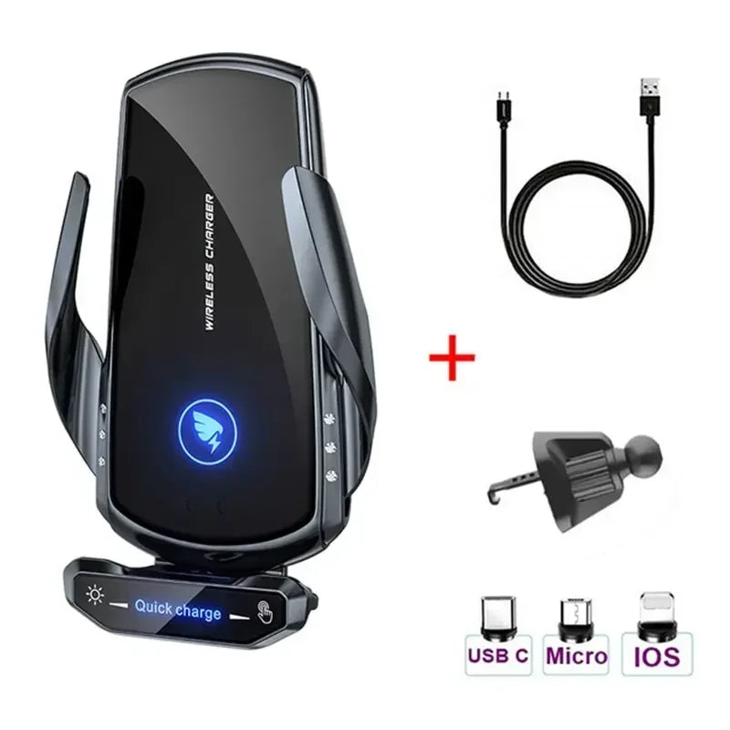 Draadloze oplader auto telefoonhouder standaard 15W snellaadstation voor iPhone