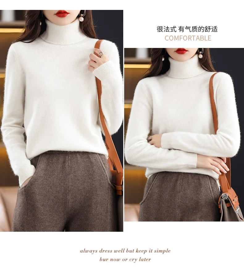 Женские кашемировые свитера с длинными рукавами, свободные женские водолазки, модные пуловеры
