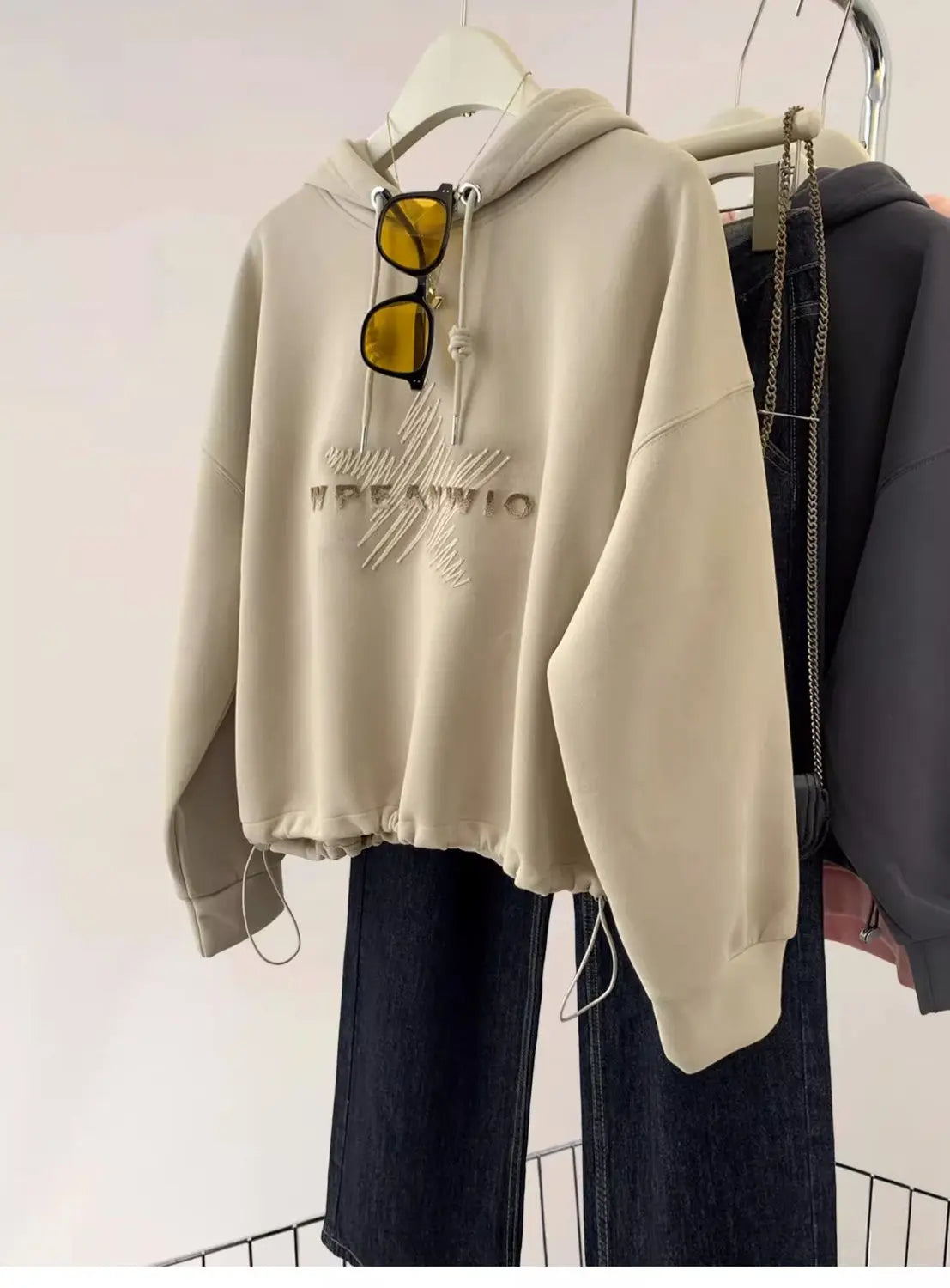 American Retro Hooded Sweatshirt Women in Spring and Autumn Design Feel Loose and Lazy Versatile Top