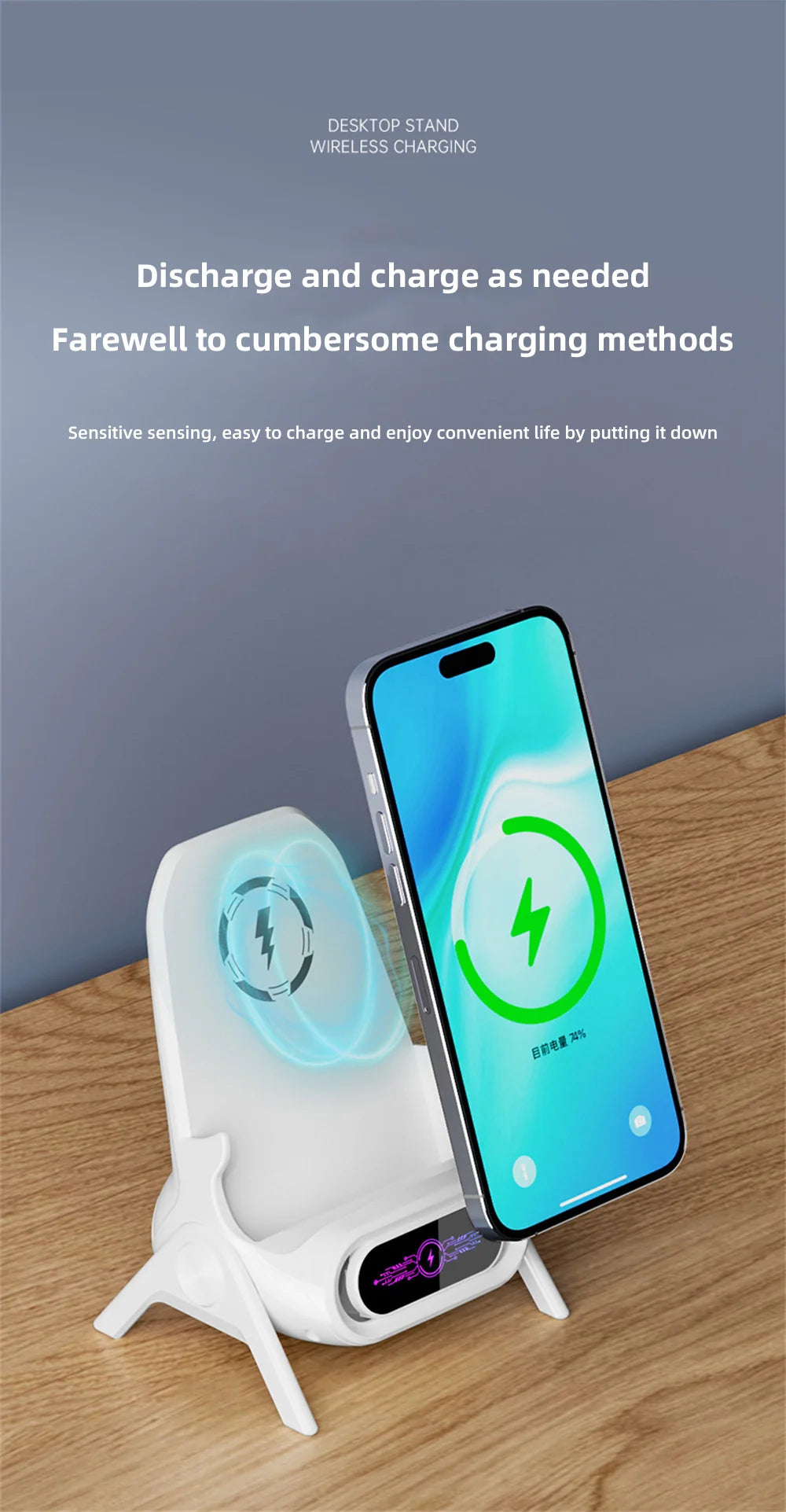 Draadloze snelladers voor op het bureau, universele snellaadbeugel voor mobiele telefoons