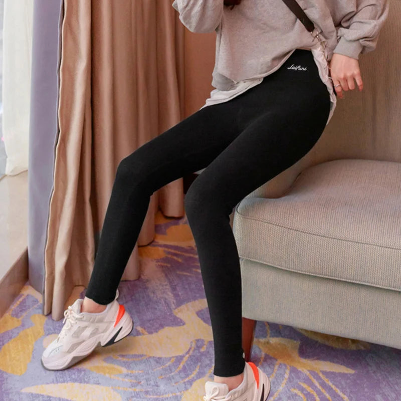 Winter Borduurwerk Warme Legging Dames Sexy Hoge Taille Geribbelde Legging Dames Hoge Taille