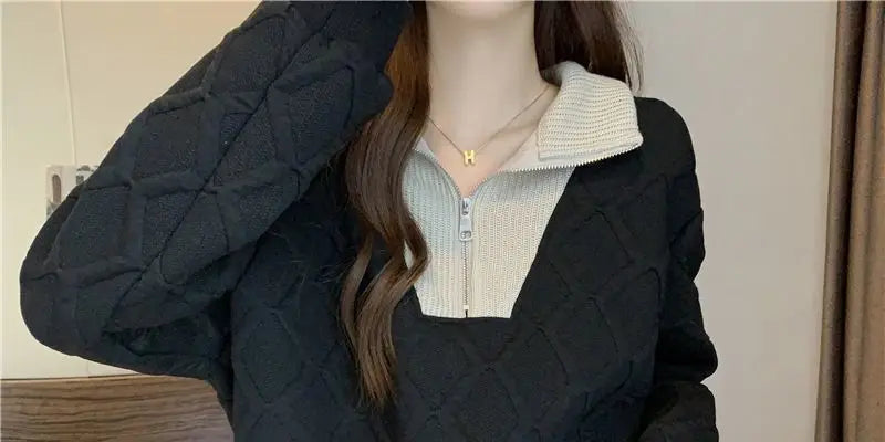 Driedimensionale sweatshirt met rits voor dames, herfst- en wintertop