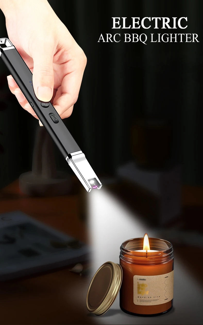 USB elektrische oplaadbare lange LED plasma boog vlamloze keuken aansteker voor