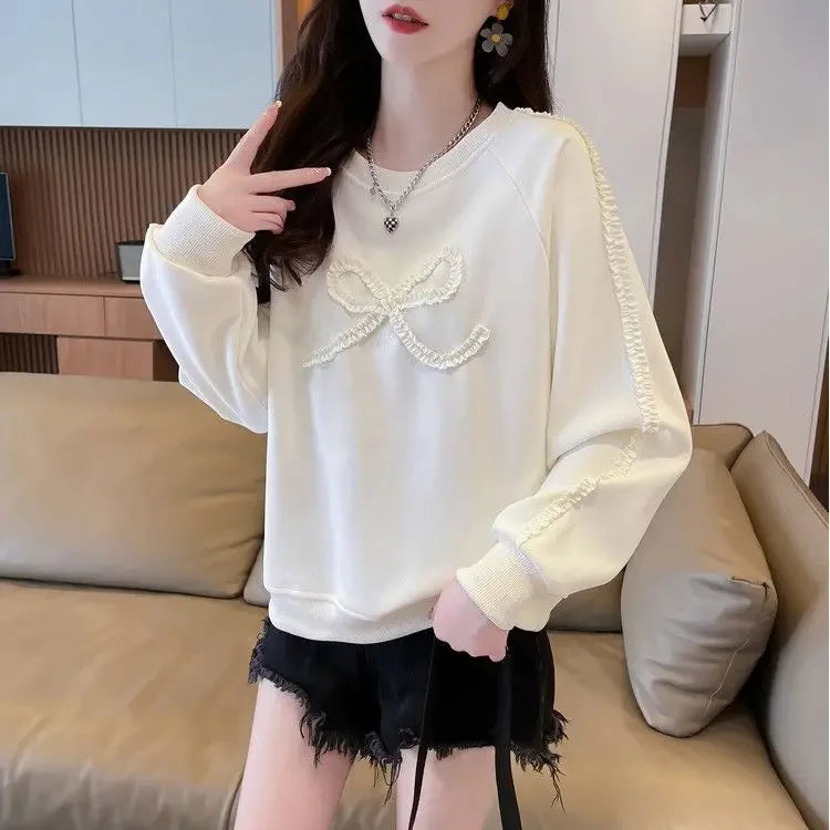 Dames Sweatshirt Los Groot Maat Ontwerp Eenvoudig Leeftijdsverminderend Afslankend Vleesbedekkende Trui Lang