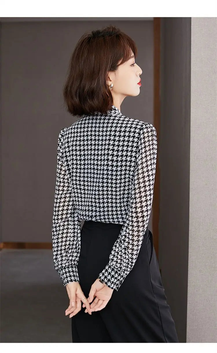 Lente Herfst Sjaalkraag Mode Lange Mouw Blouse Dames High Street Casual