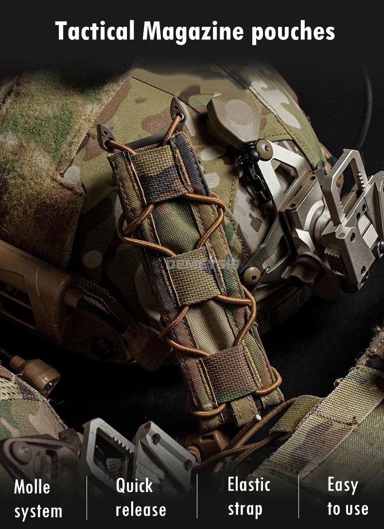 Tactical Pistol Magazine Pouch Fits MP5 MP7 .45 Single Open Top MOLLE 9mm Fast Mag Pouches