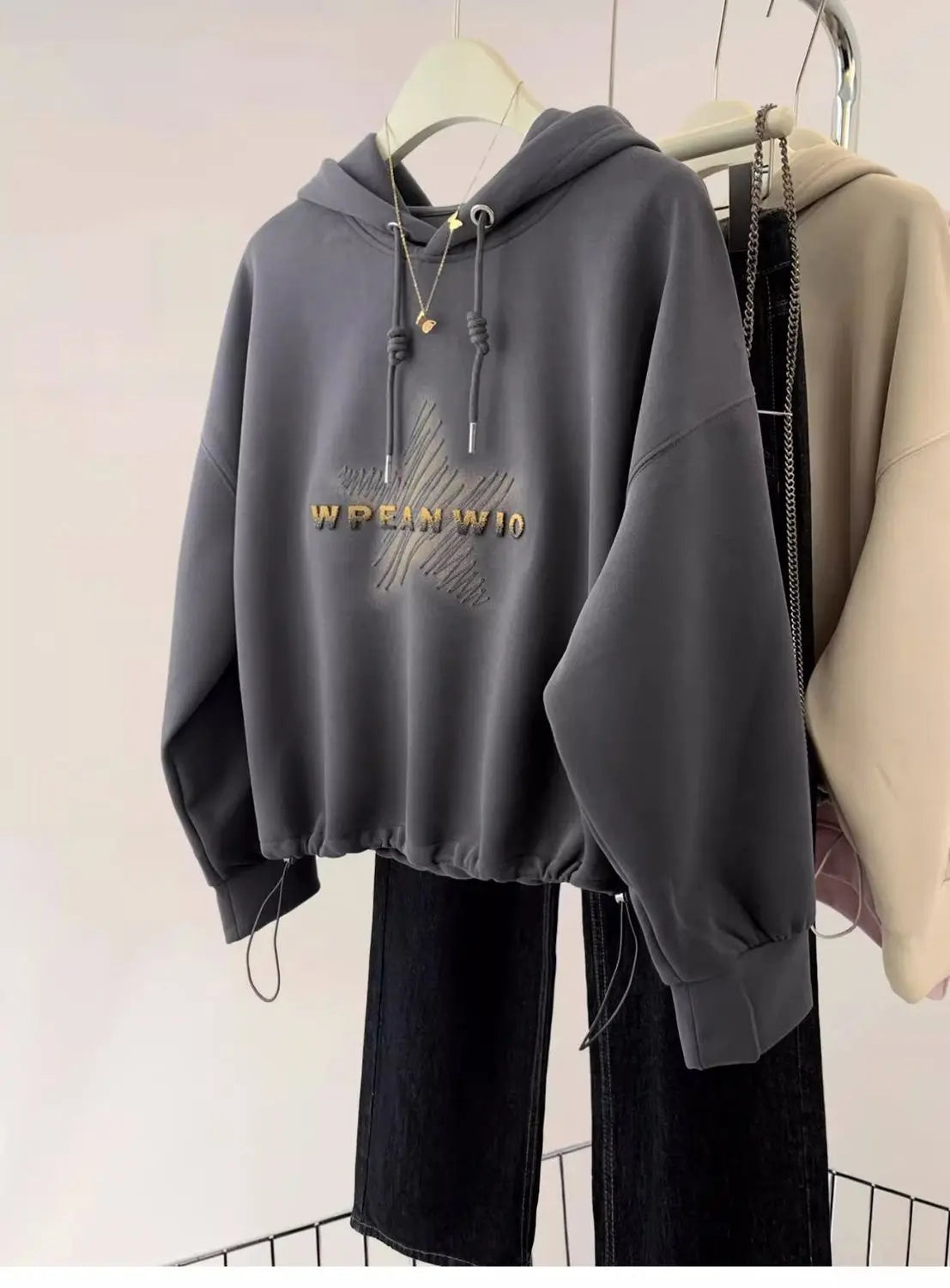 American Retro Hooded Sweatshirt Women in Spring and Autumn Design Feel Loose and Lazy Versatile Top