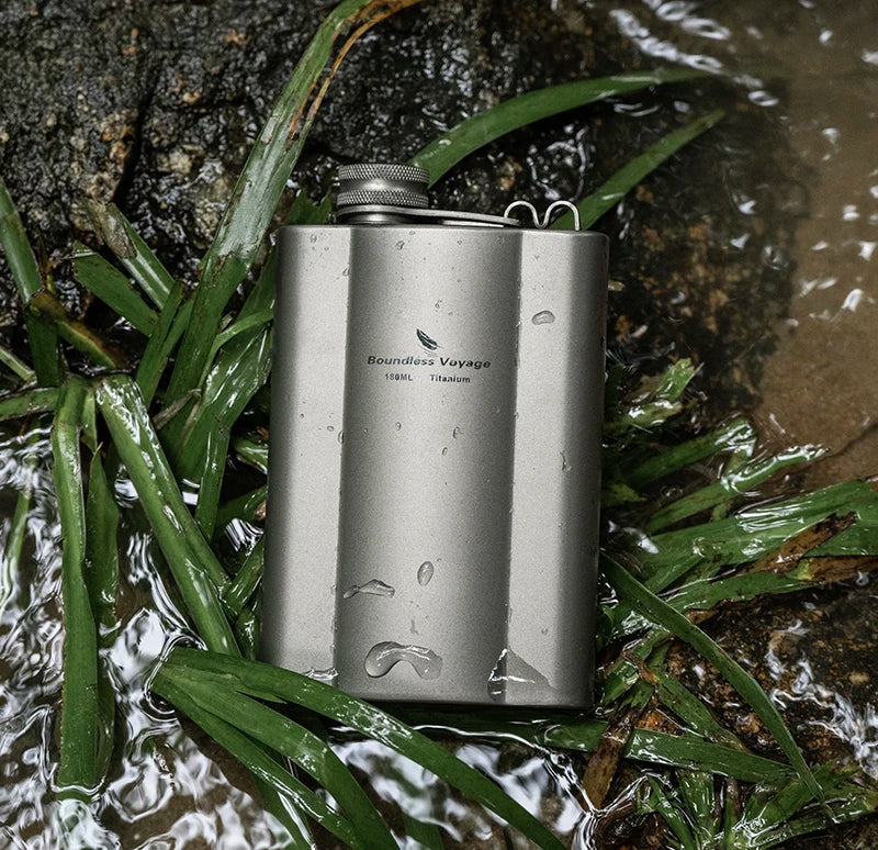 Фляжка Boundless Voyage Titanium Hip Flask 180 мл / 240 мл, ультралегкая, маленькая бутылка для ликера