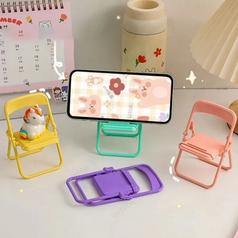 Foldable Mini Phone Holder Desktop Lazy Cellphone Mount Ornament Small Doll