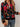 Women s Floral Baseball Jacket, Lightweight Zip Up Coat, Red Bloom Print on Dark Green, Non
