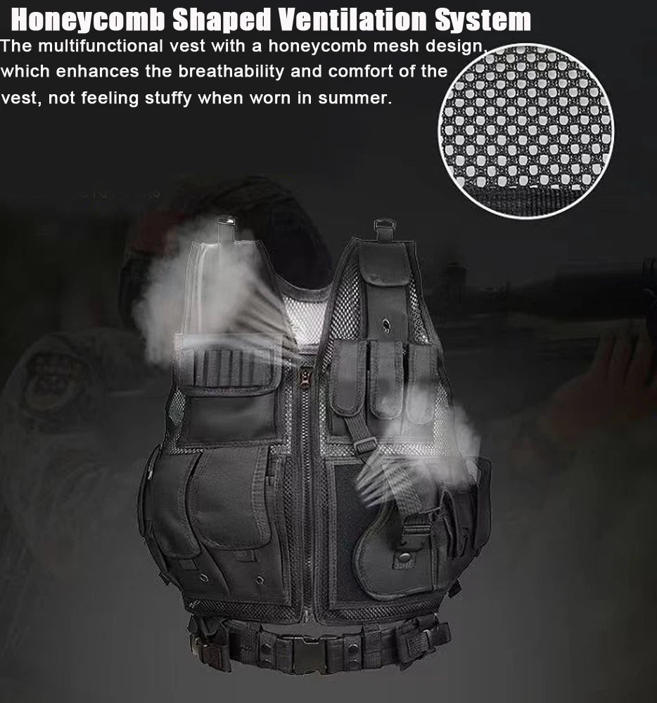 Adjustable Molle Tactical Vest Combat Body Armor Vests Security Guard Hunting