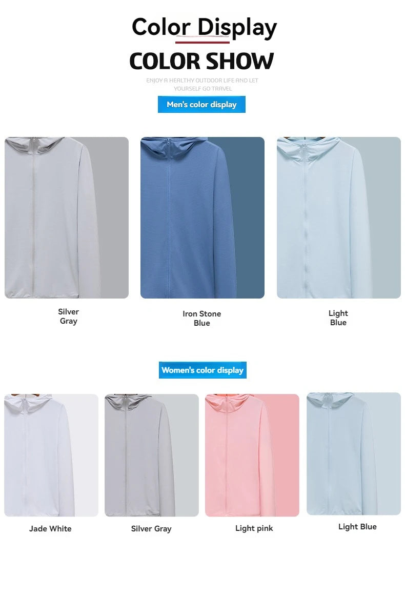 Ademende Ice Silk-zonnebrandkleding voor heren en dames, UV-bestendig, buitensporten