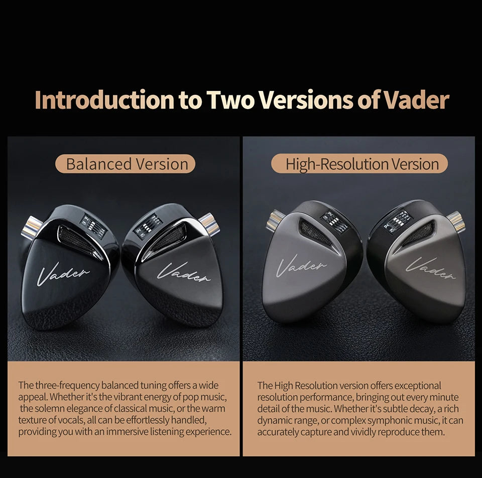 KZ Vader hoofdtelefoonmonitor, high fidelity hoofdtelefoon, aanpasbaar en