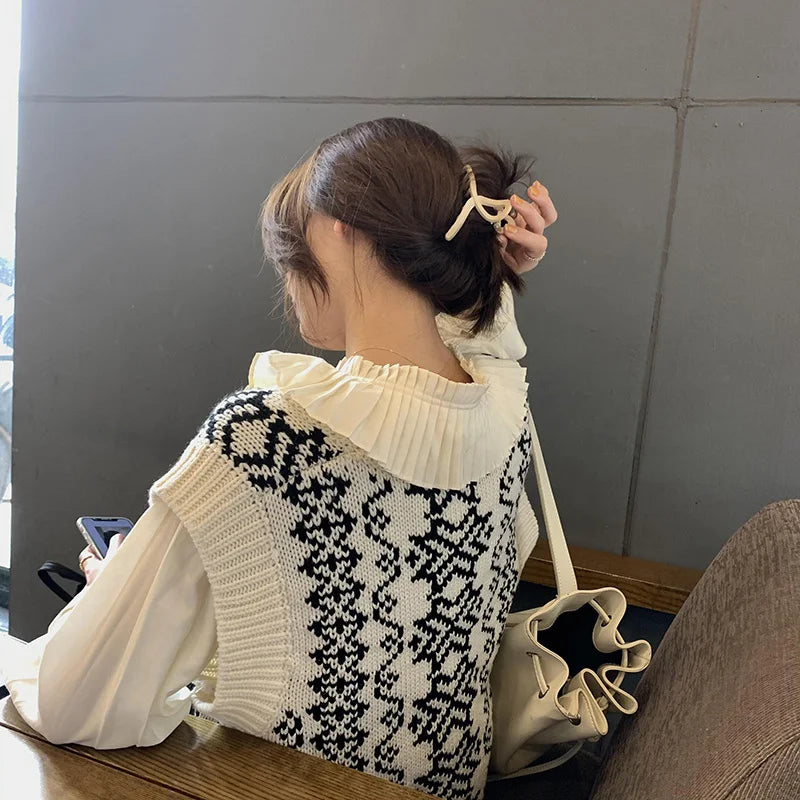 Heliar Dames Knoopjes Omhoog Vest Trui V-hals Mouwloos Gebreid Vest