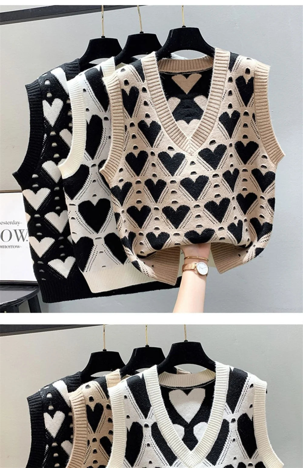 Весенний модный свободный вязаный свитер-жилет, повседневный толстый свитер без рукавов с V-образным вырезом